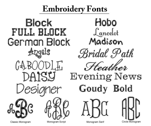 Embroidery Fonts